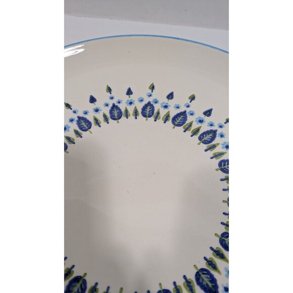 Marcrest Stetson Swiss Alpine Chalet Platter Blue Floral Leaf Design Ovenproof - Picture 6 of 10